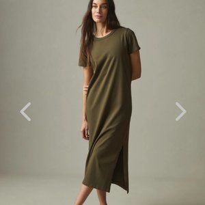 NWT American Giant Cotton Midi Tee Dress - Beech (Olive Green)